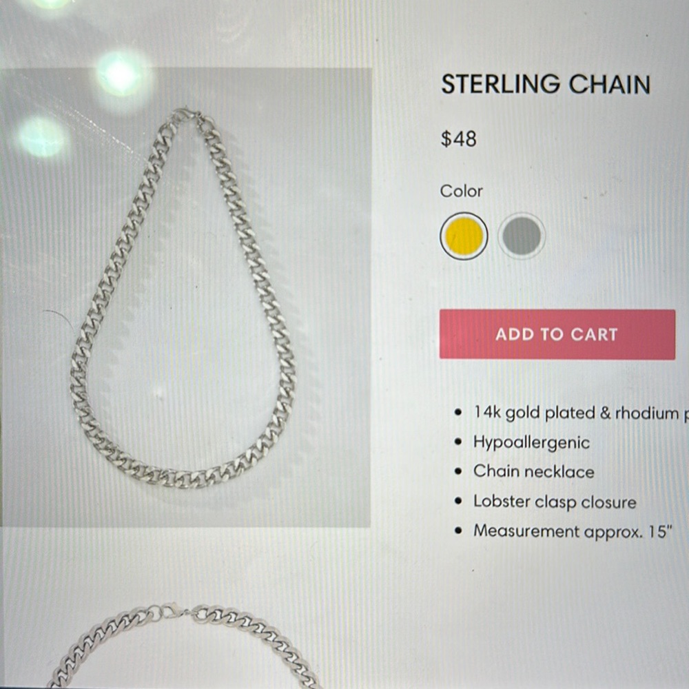GOLD 8 other reasons sterling chain $48